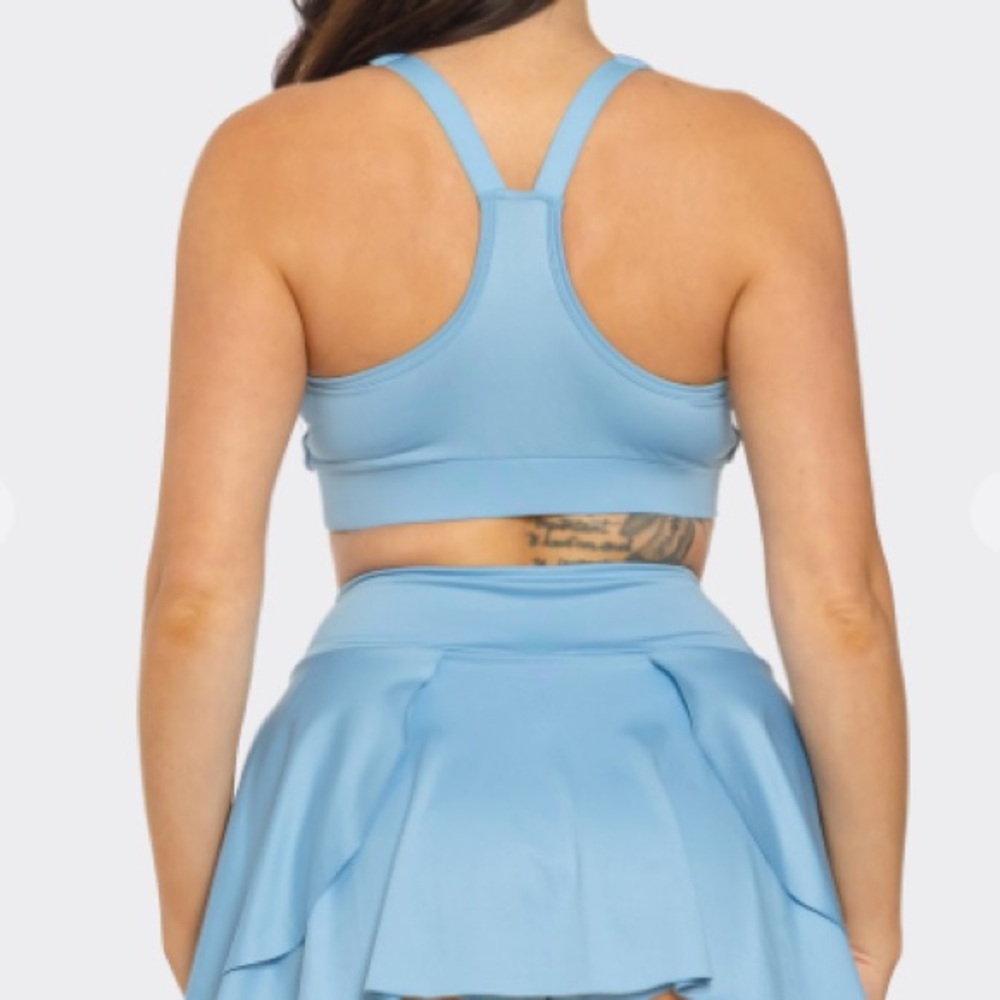 Light Blue Sports Bra and Skort Set
